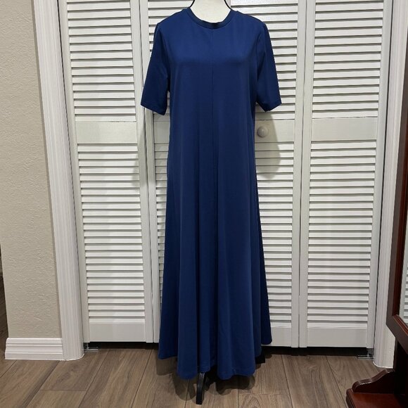 Chico's Dresses & Skirts - Chico’s Travelers Navy Blue Short Sleeve Maxi Dress – Size 2P (Large Petite)